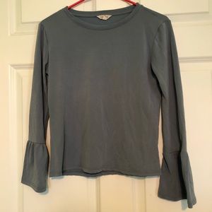 Blue faux suede blouse